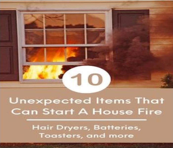 fire and gray smoke coming out of a house window tan background with fire safety tips 